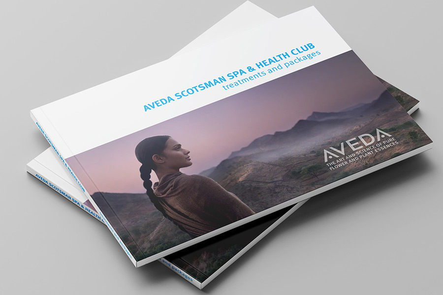 Aveda Scotsman Spa brochure cover stack compilation