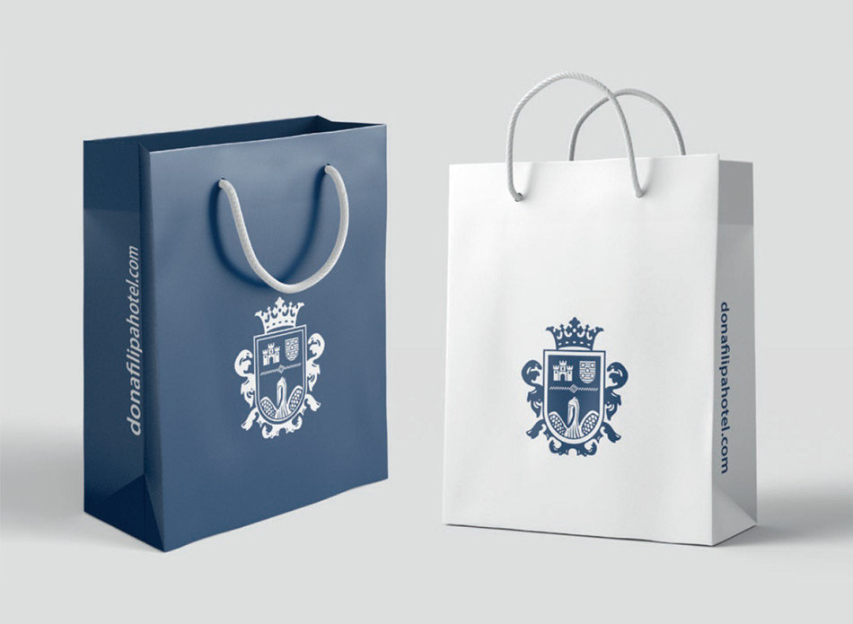 Dona Filipa Hotel paper retail shopping bags design