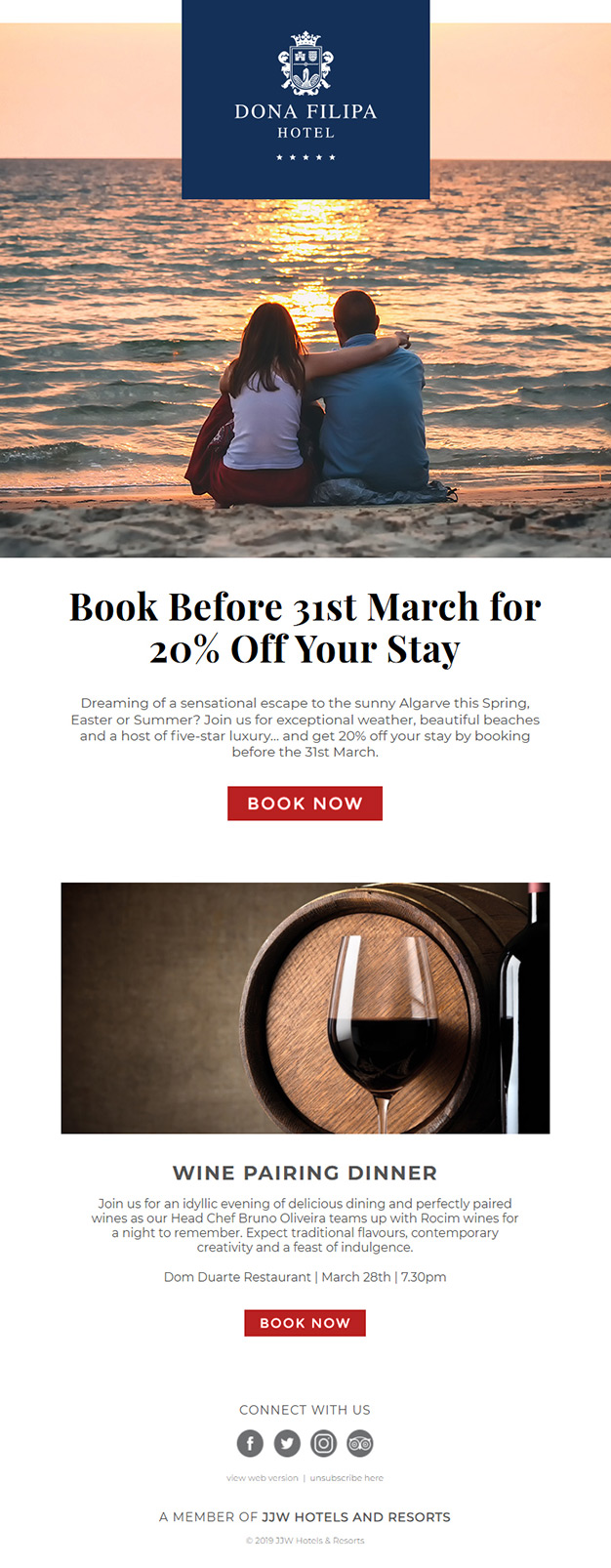 Dona Filipa Hotel email marketing campaign for leisure guests segment