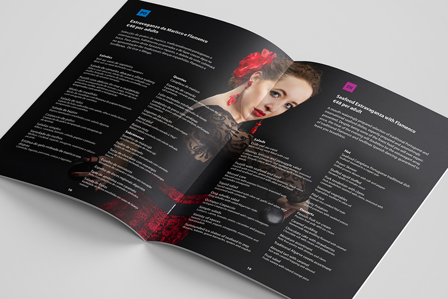Dona Filipa Summer brochure centre spread with Flamenco dancer