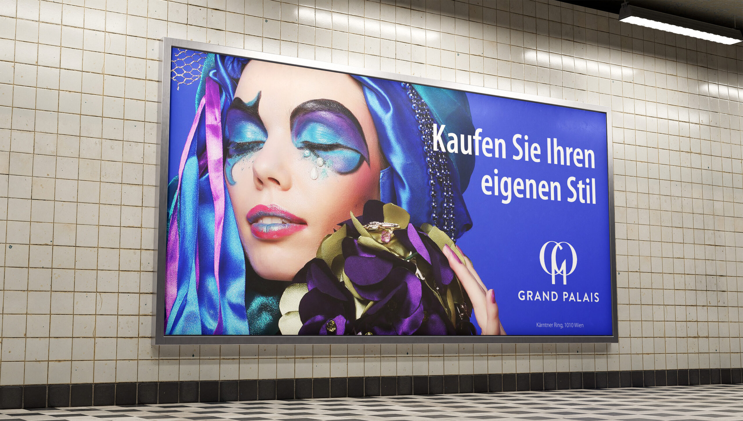 Grand Palais subway billboard promotional advertising blue version