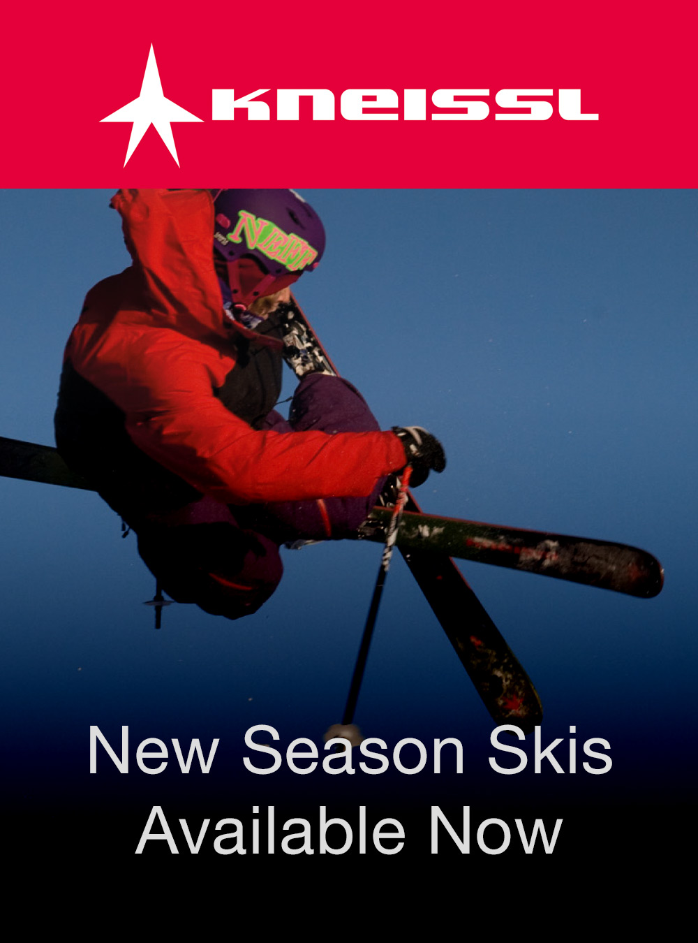 Kneissl ecommerce skis digital advert with action pose