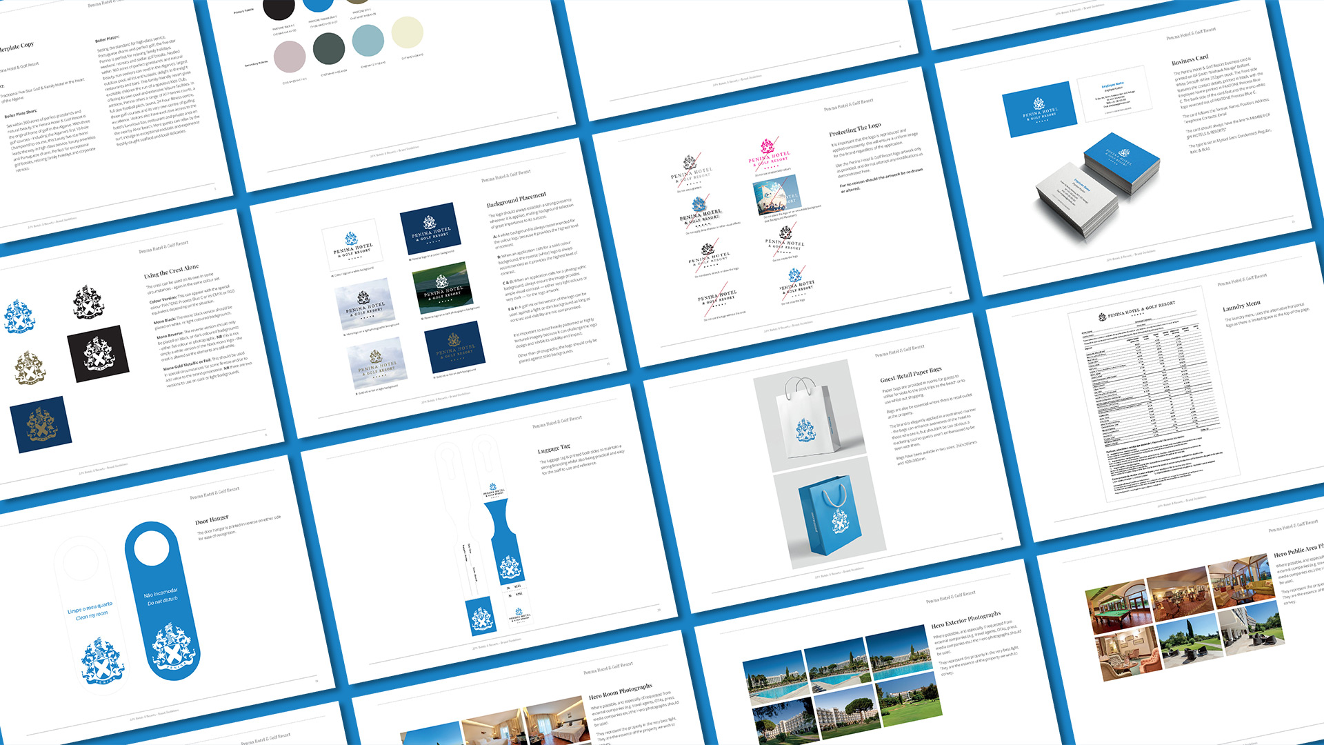 Compilation of pages from the Penina Hotel & Golf Resort Guidelines Brand Book