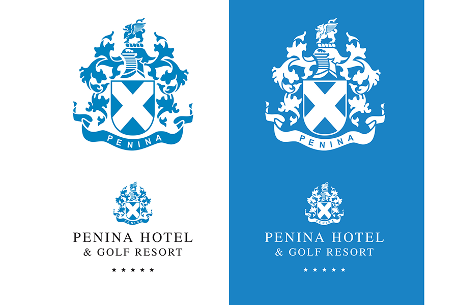 Penina Hotel company logo mono reversed version comparison