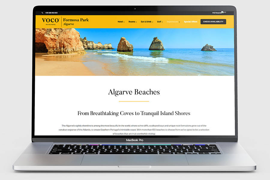 voco Formosa Park website second level page mockup